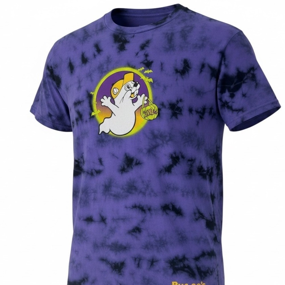 Buc-ees Halloween 2024 Hey Boo Purple Tie Dye Graphic T-Shirt Mens Large L